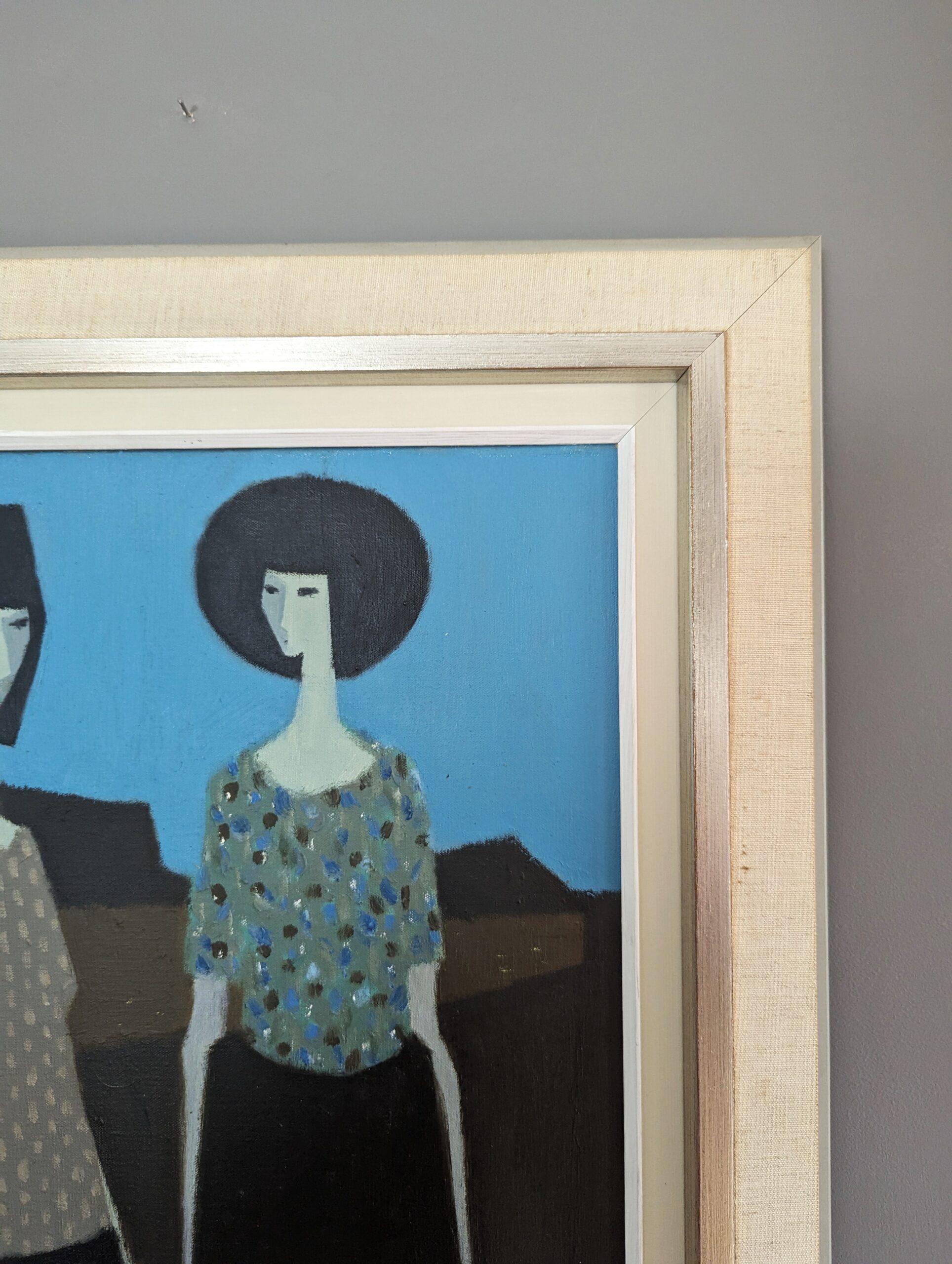 Mid-Century Modern Figurative Oil Painting, Fabian Lundqvist - Ladies at Dawn 6
