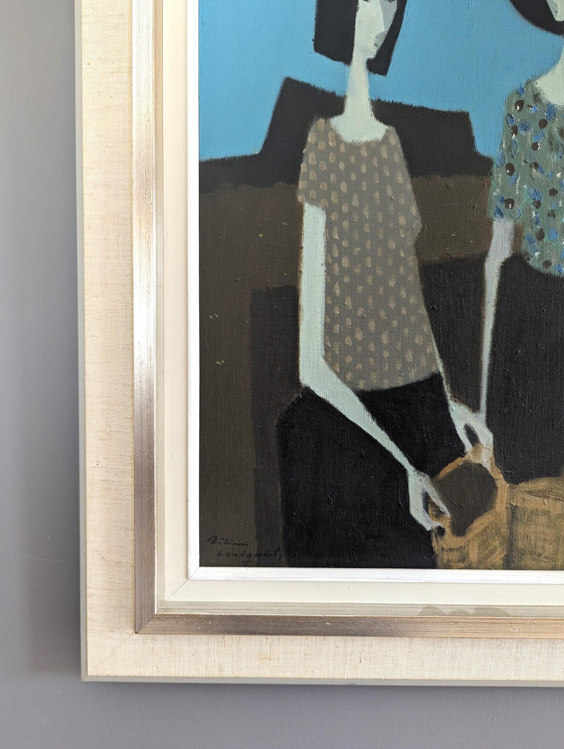 Mid-Century Modern Figurative Oil Painting, Fabian Lundqvist - Ladies at Dawn 7