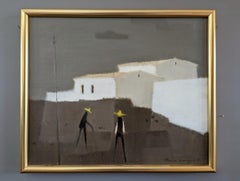 Mid-Century Modern Figurative Oil Painting, Fabian Lundqvist -Southern Farmers