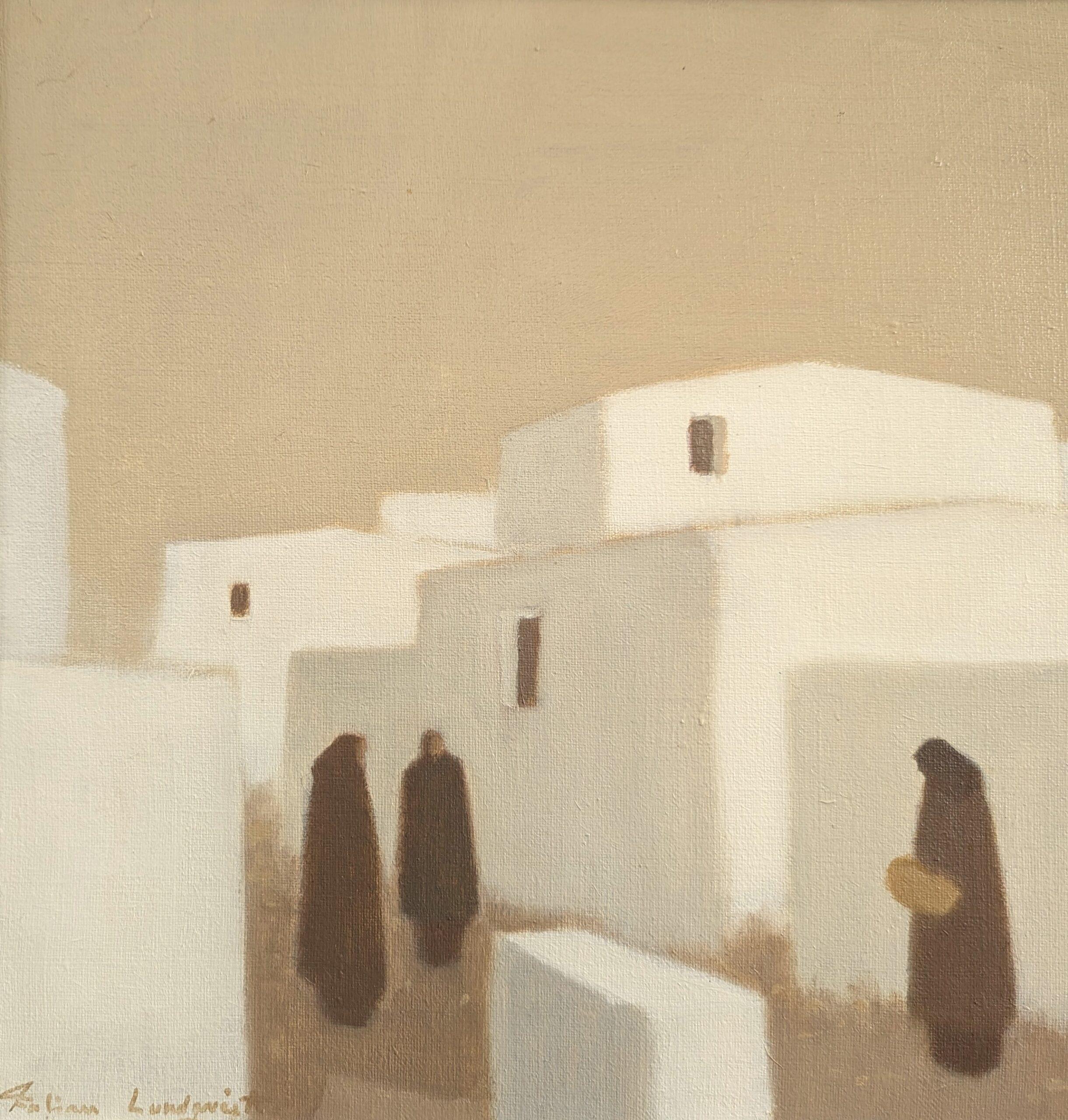 Mid-Century Modern Oil Painting, Fabian Lundqvist - By the White Houses 9