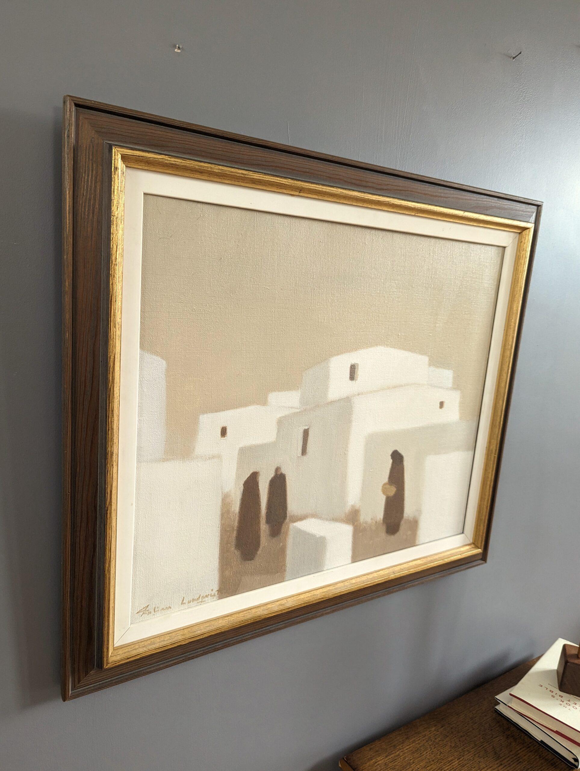 Mid-Century Modern Oil Painting, Fabian Lundqvist - By the White Houses 3
