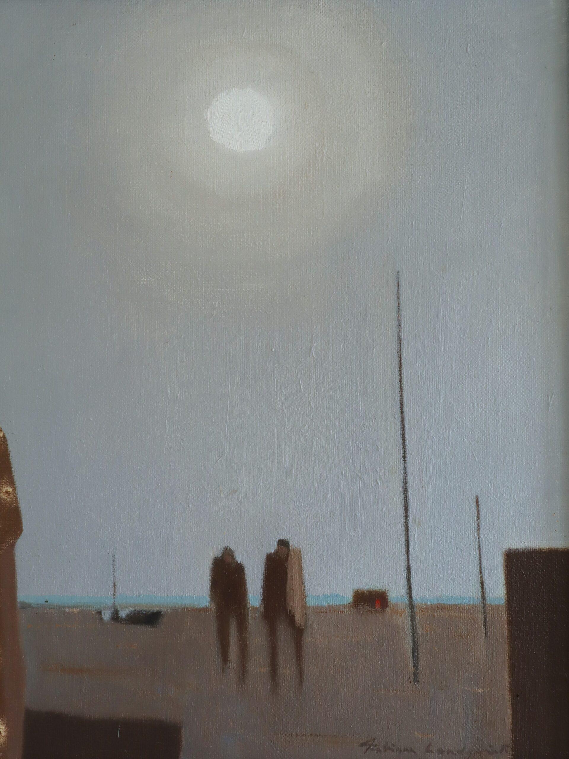 Peinture à l'huile figurative suédoise du milieu du siècle dernier - L'immobilité dans la lumière du soleil en vente 5