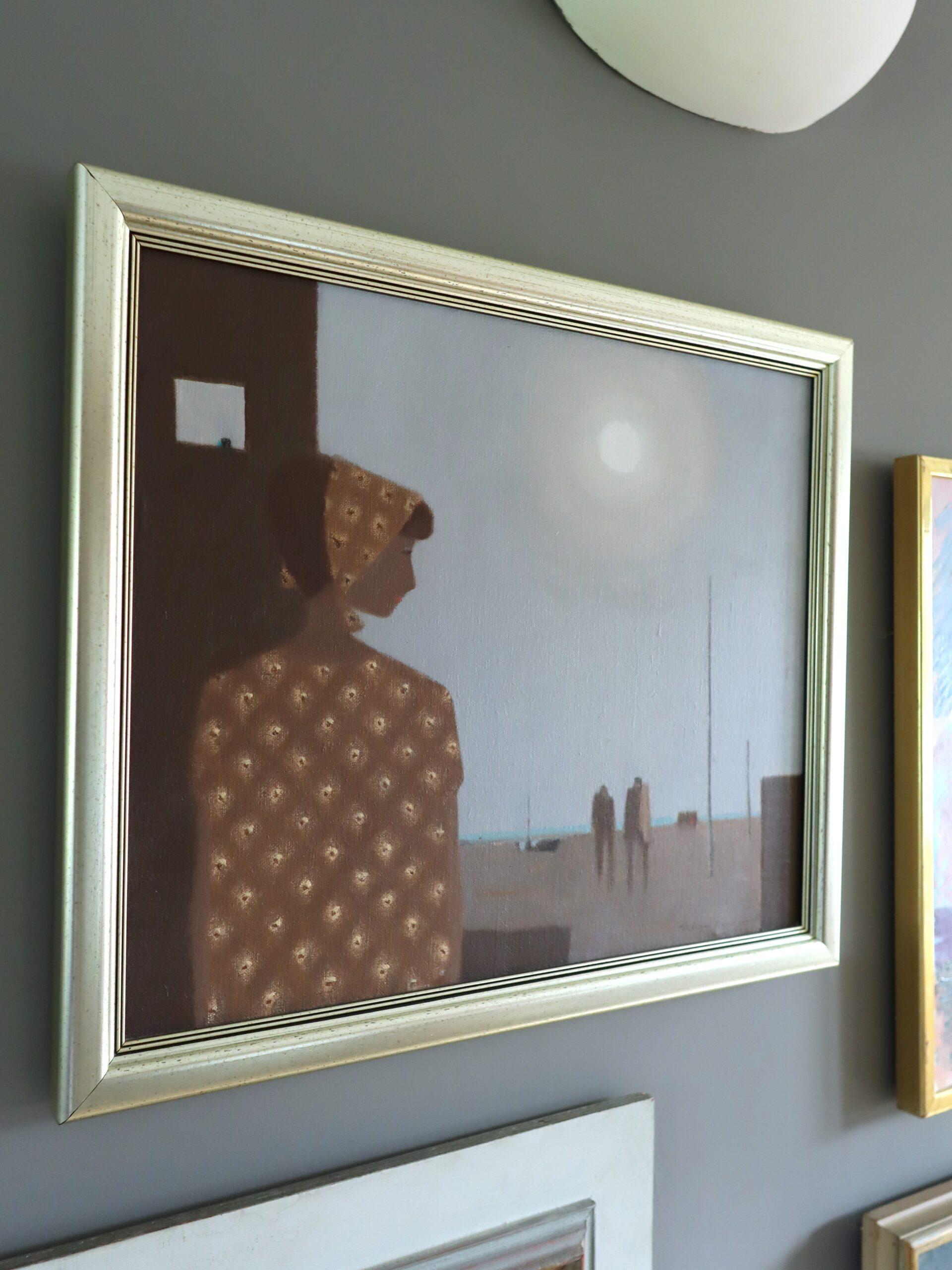 Peinture à l'huile figurative suédoise du milieu du siècle dernier - L'immobilité dans la lumière du soleil - Gris Figurative Painting par Fabian Lundqvist