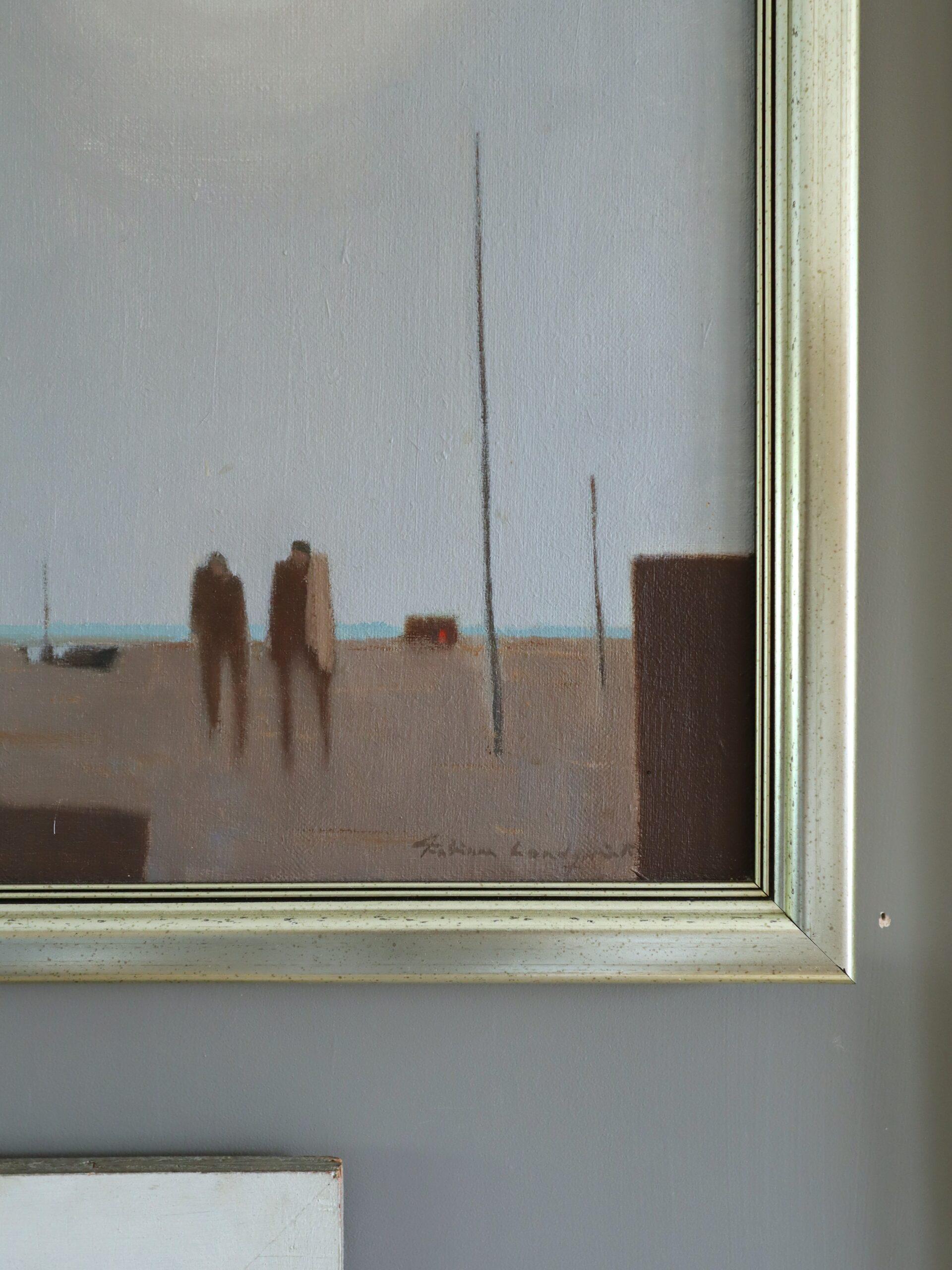 Peinture à l'huile figurative suédoise du milieu du siècle dernier - L'immobilité dans la lumière du soleil en vente 2
