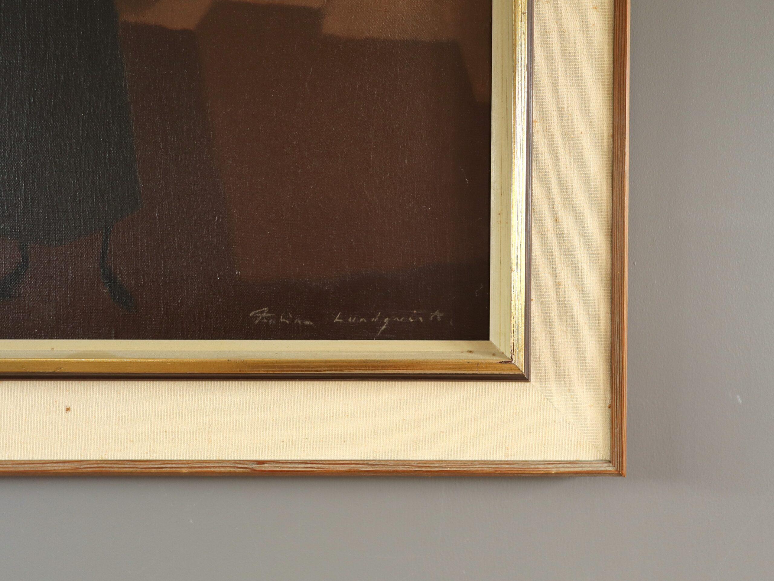 Mid Century Modern Vintage Swedish Figurative Oil Painting -Beneath the Pale Sky For Sale 4