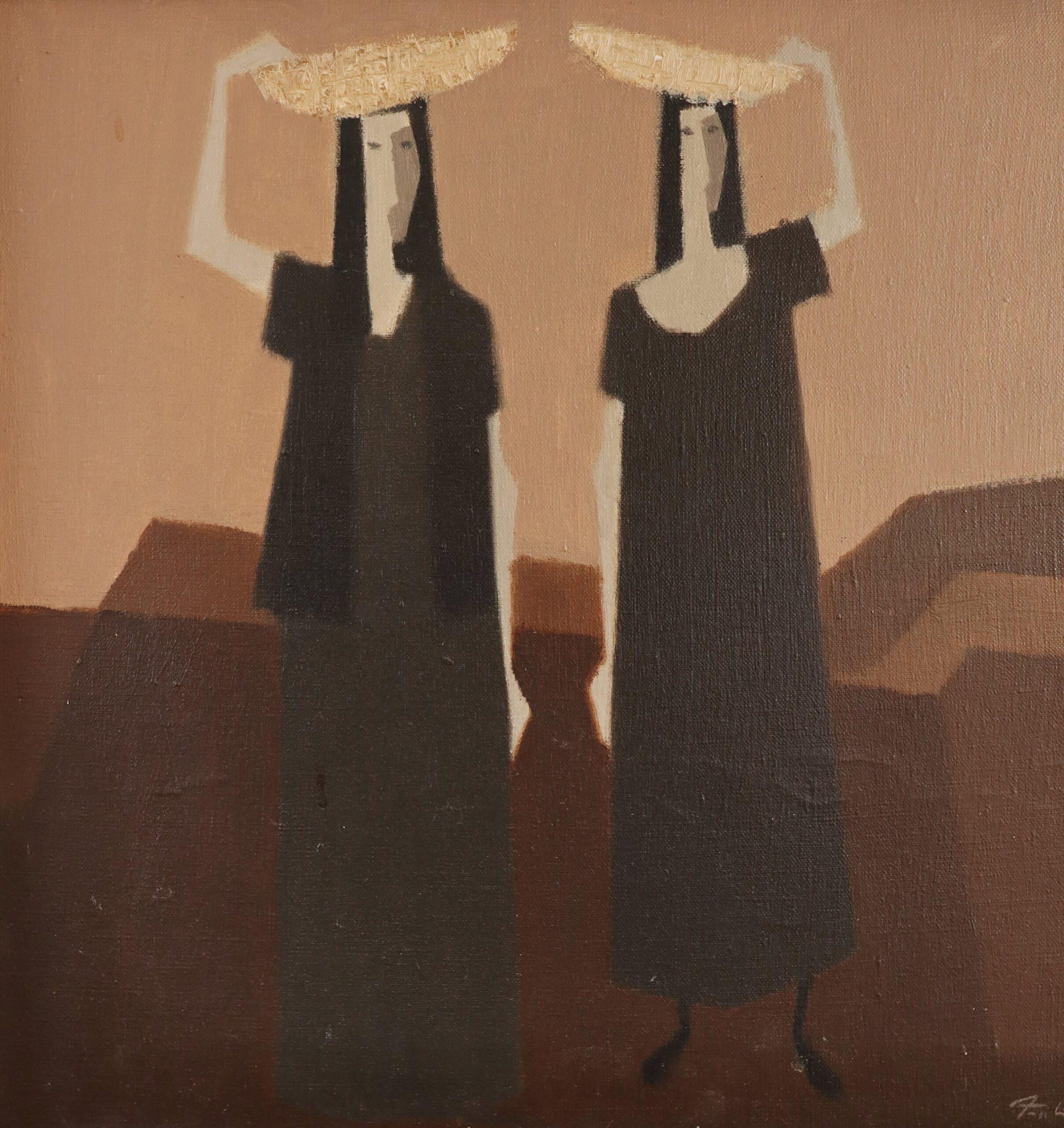 Mid Century Modern Vintage Swedish Figurative Oil Painting -Beneath the Pale Sky For Sale 6