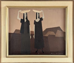 Pittura ad olio figurativa svedese d'epoca -Beneath the Pale Sky (Sotto il cielo pallido)