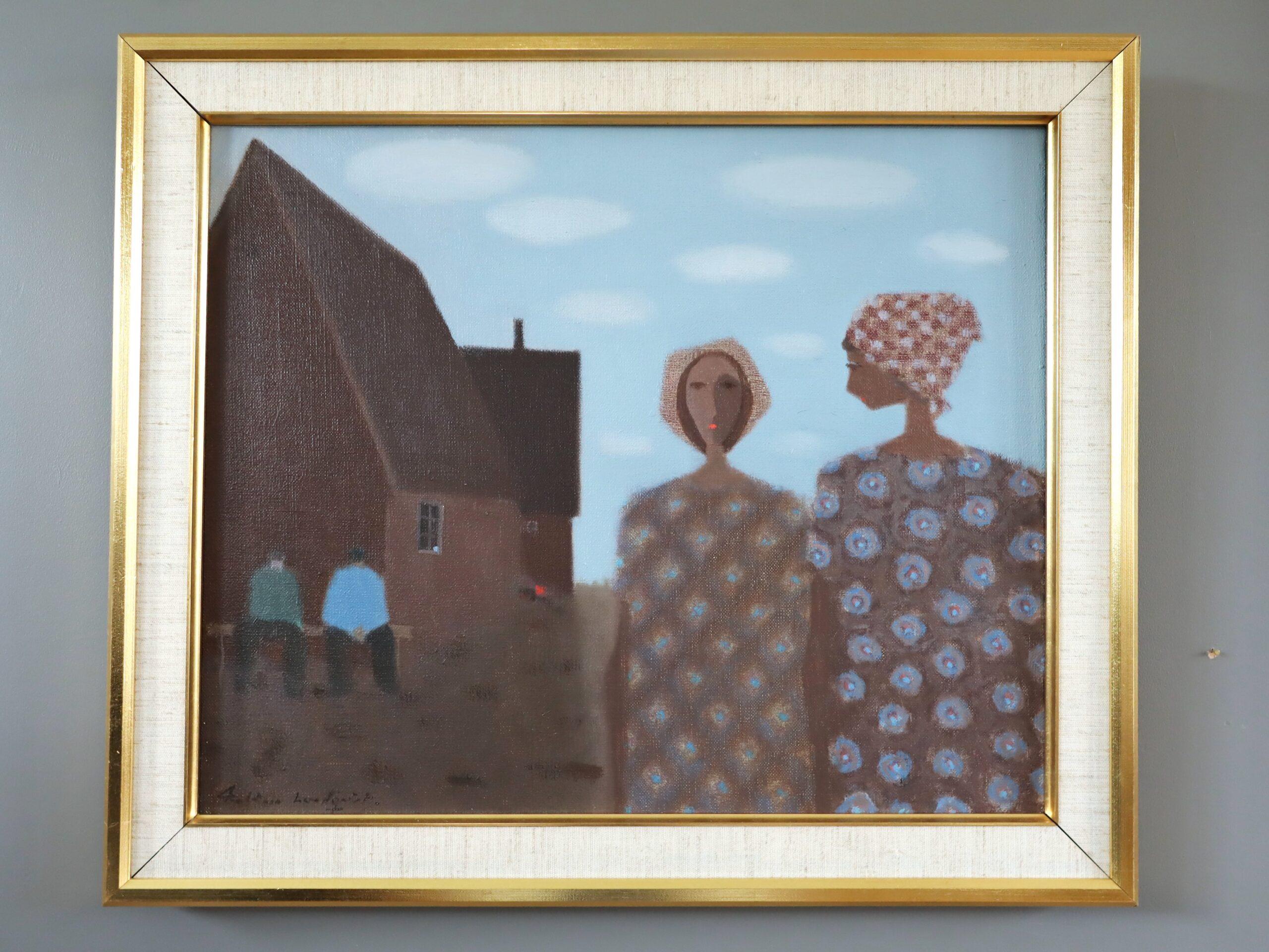 Schwedisches figuratives Ölgemälde unter Baumwollstiefeln, Mid-Century Modern, Vintage – Painting von Fabian Lundqvist