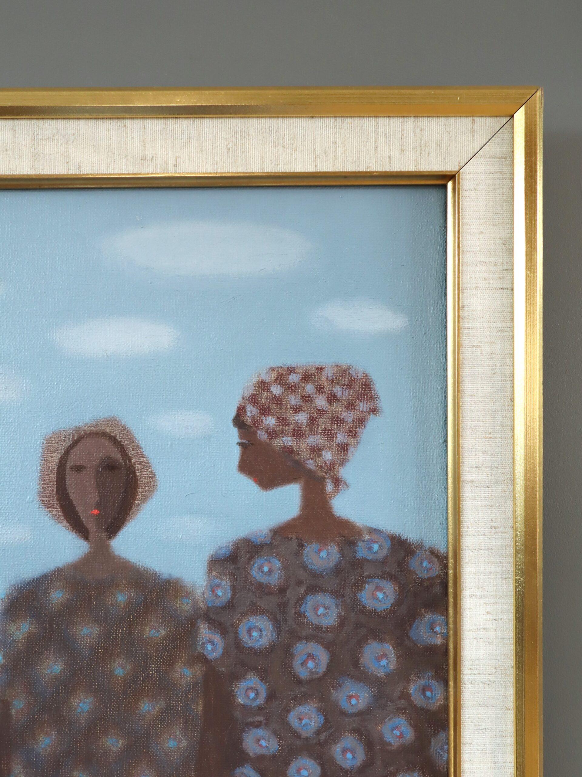 Schwedisches figuratives Ölgemälde unter Baumwollstiefeln, Mid-Century Modern, Vintage im Angebot 2