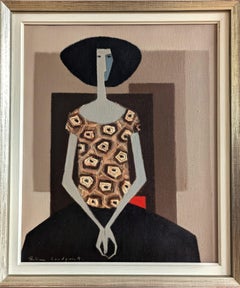 Mid Century Modern Vintage Swedish Figurative Portrait Oil Painting - Helen