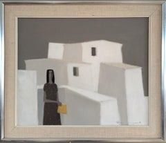 Vintage Mid Century Modern Swedish Landscape Oil Painting - By the White Walls