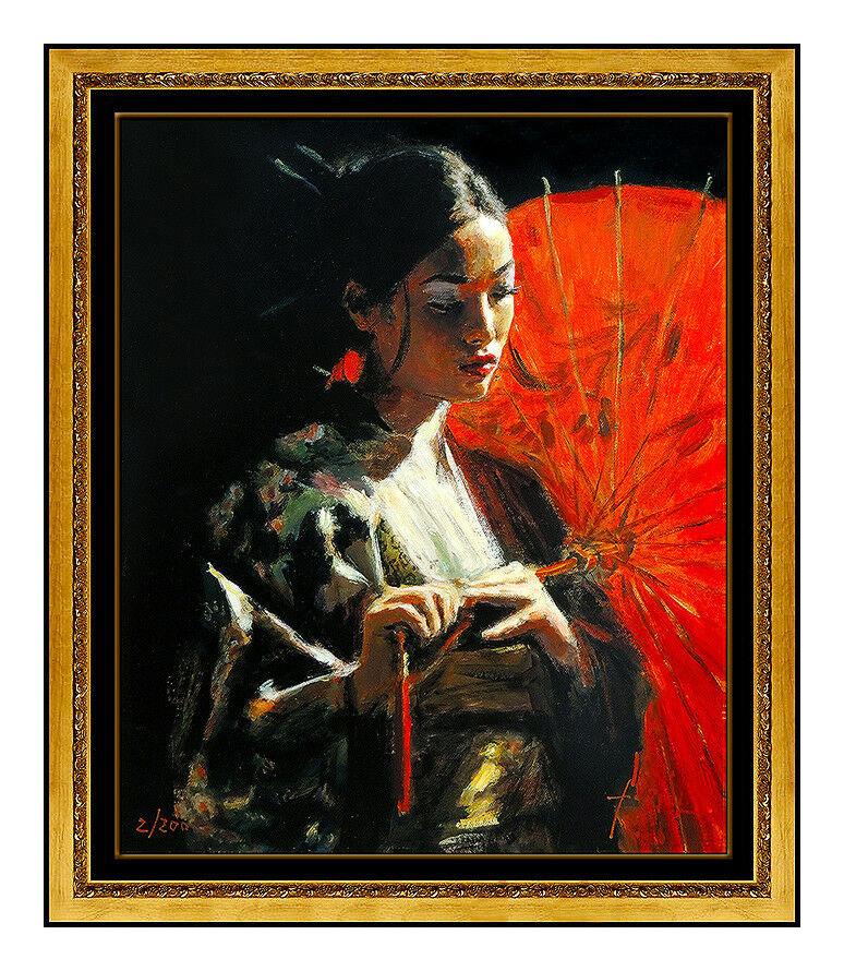 Fabian Perez Large Giclee on Canvas Signed Michiko Umbrella Art For Sale 1