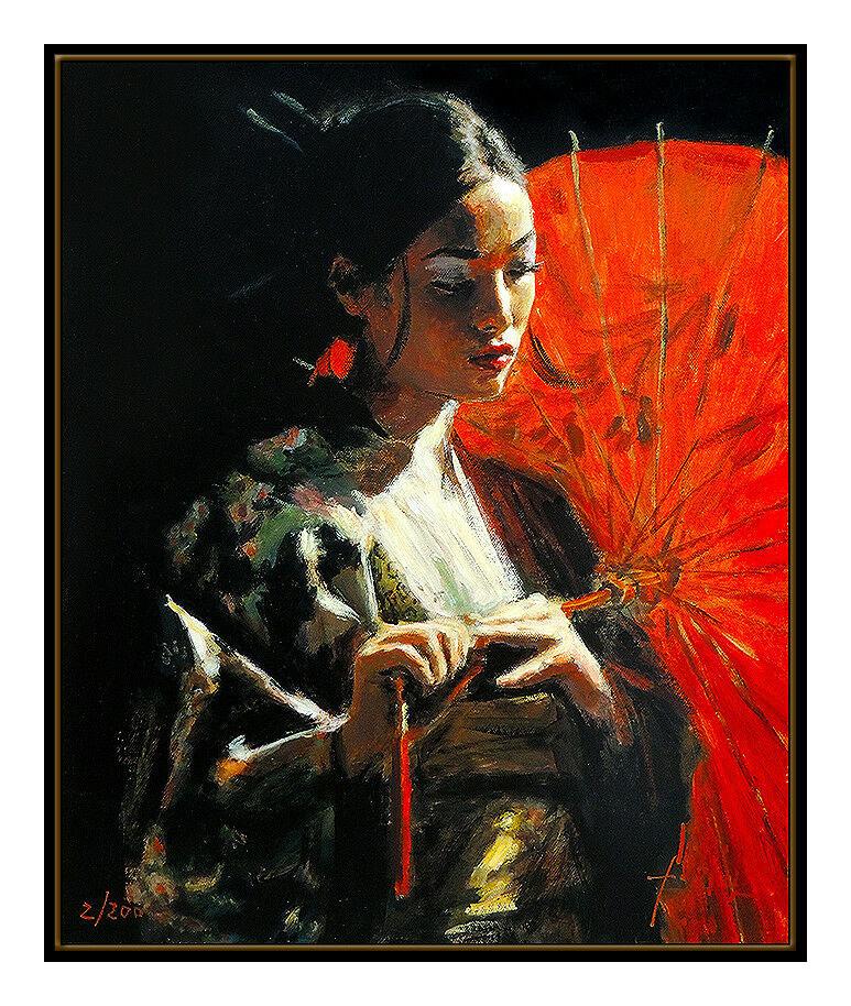 Fabian Perez Large Giclee on Canvas Signed Michiko Umbrella Art For Sale 2