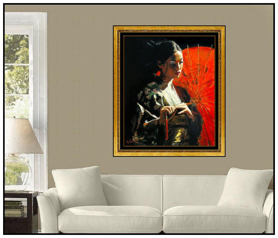 Fabian Perez Authentic & Original Giclee on Canvas, Professionally Custom framed and listed with the Submit Best Offer option

Accepting Offers Now:  Up for sale here we have a Rare and Original Giclee by Fabian Perez, titled, "Michiko with Red