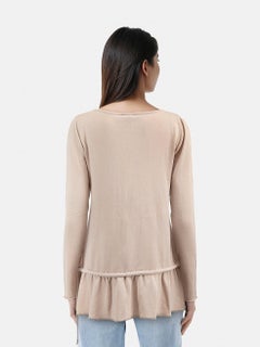 Fabiana Filippi Beige Embellished Hem Top Size S