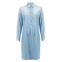 Fabiana Filippi Blue Monili Embellished Collar Shirt Dress Size L