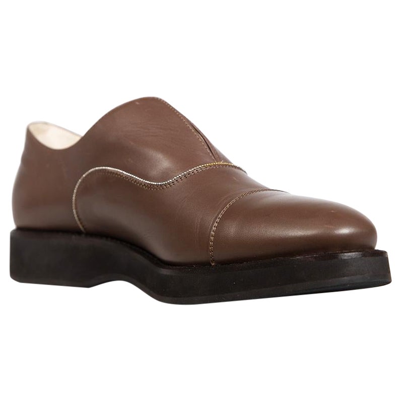 Fabiana Filippi Mocasines de piel marrón con detalle de cadena Talla IT 40 en venta