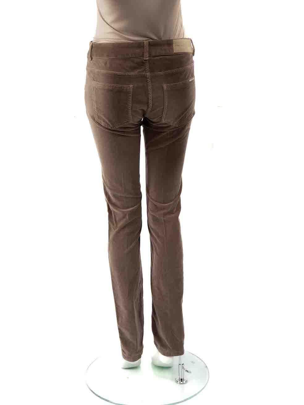 Fabiana Filippi Brown Velvet Slim Fit Trousers Size S In Good Condition For Sale In London, GB