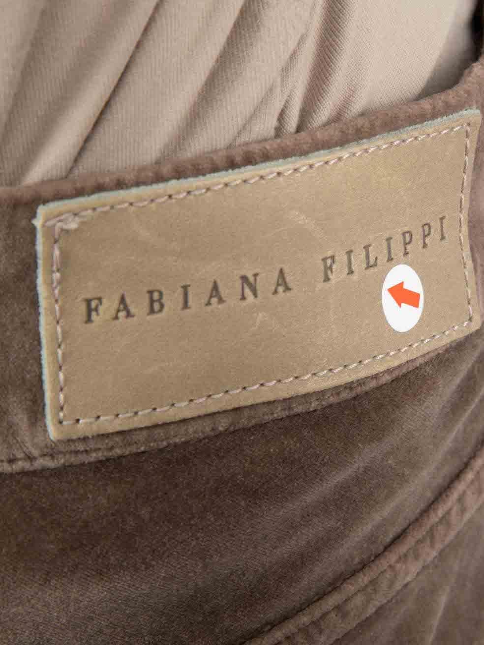 Women's Fabiana Filippi Brown Velvet Slim Fit Trousers Size S For Sale