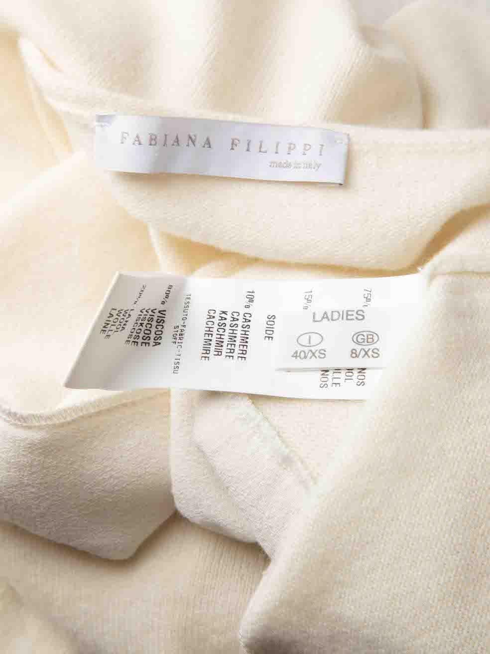 Women's Fabiana Filippi Cream Beaded Silk Panel Knit Top Size S For Sale