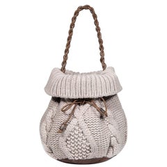 Fabiana Filippi Grey Knit Bucket Bag