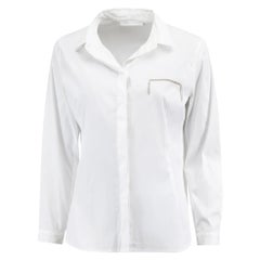 Fabiana Filippi White Cotton Crystal Trim Shirt Size L