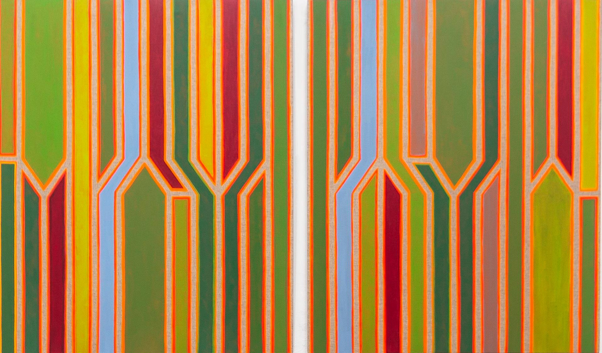 Fabiana Preti Abstract Painting – Verde 01 (Diptychon)