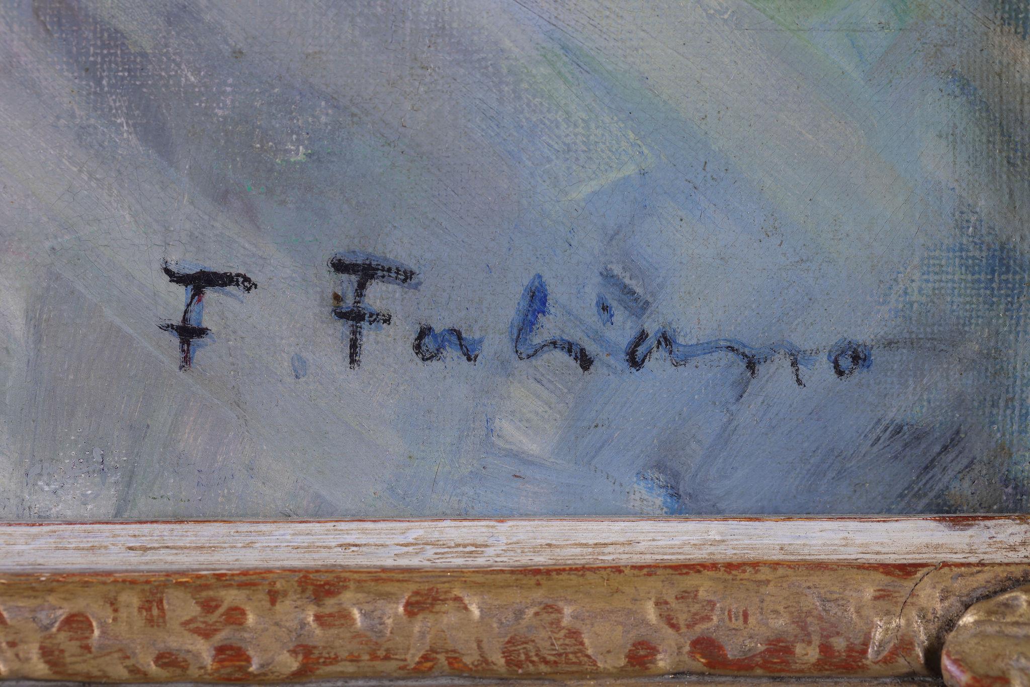 'The Can-Can Girls'. Signed F. Fabiano. Framed oil on canvas (Grau), Figurative Painting, von Fabien Fabiano