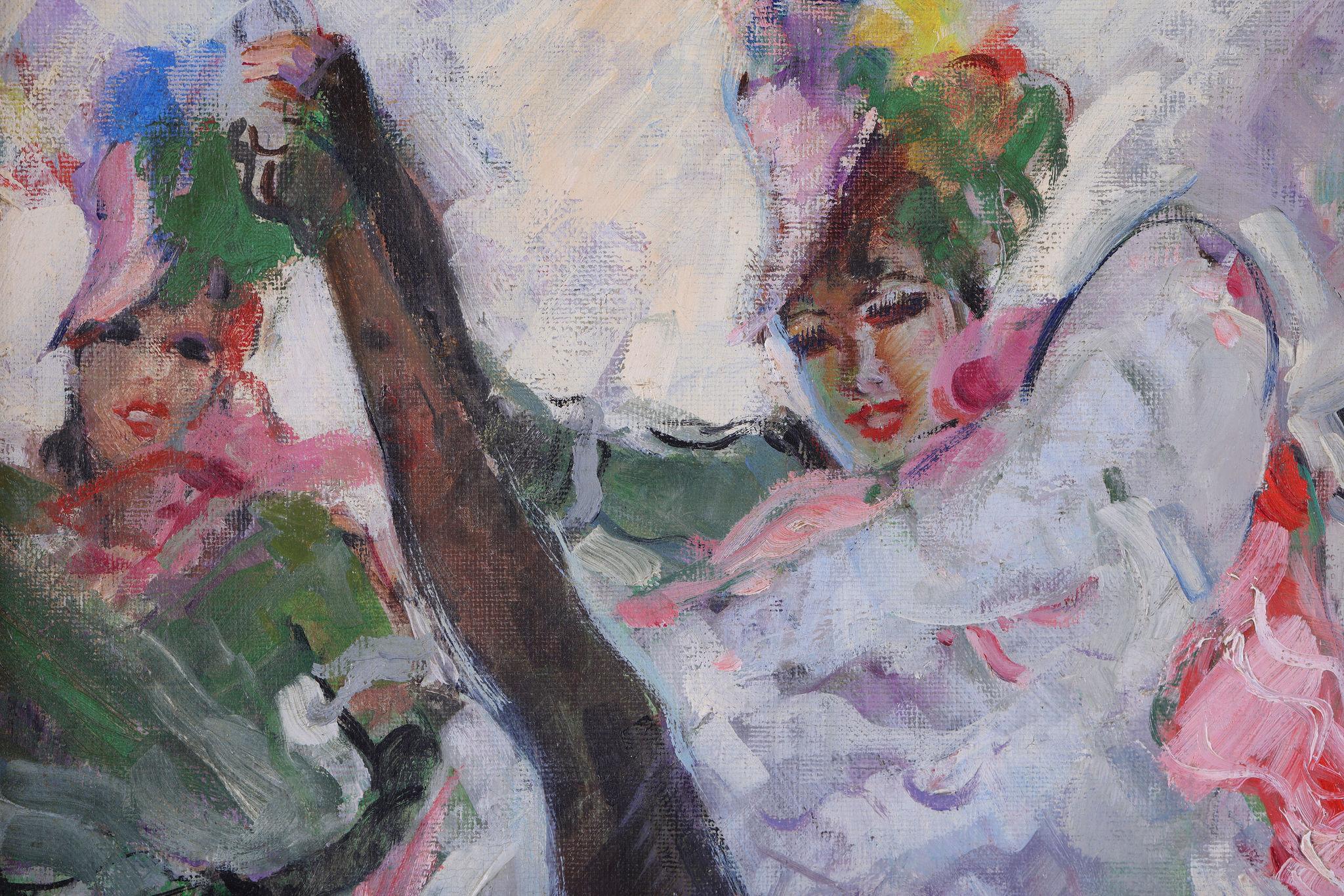 'The Can-Can Girls'. Signed F. Fabiano. Framed oil on canvas im Angebot 2