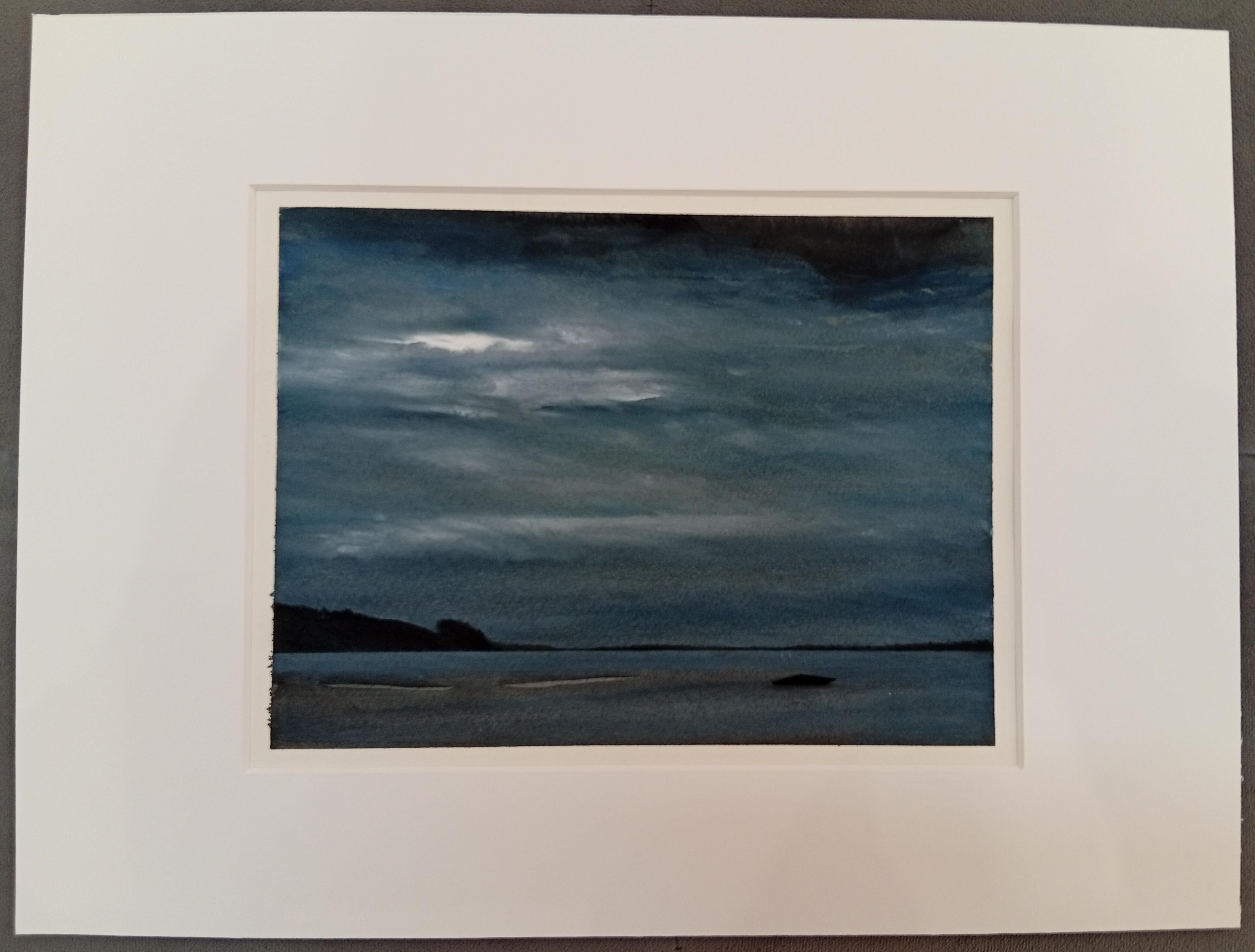 Épuisement du motif, Watercolor and Charcoal, Contemporary Marine Landscape, Sky For Sale 1