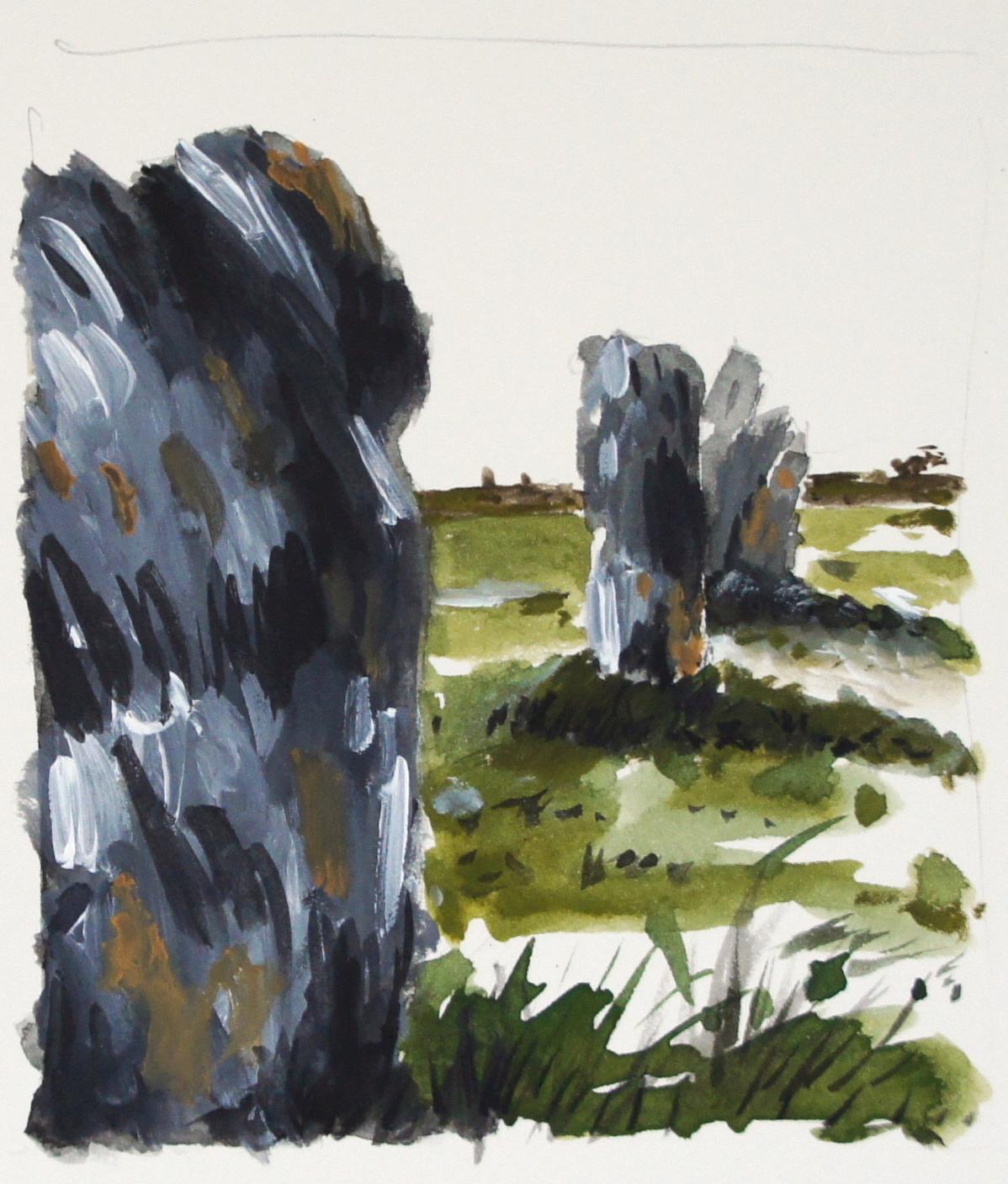 Fabien Granet Landscape Painting - Lagatjar - Painting, Watercolour, Landscape, Britany