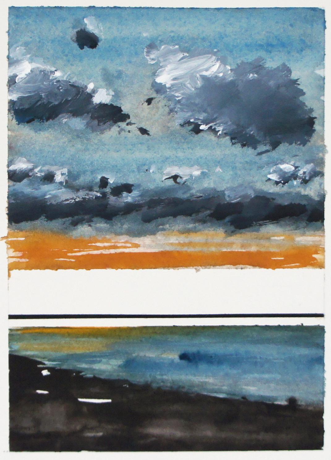 Motif(s) - Aquarelle, peinture de paysage contemporaine, bord de mer