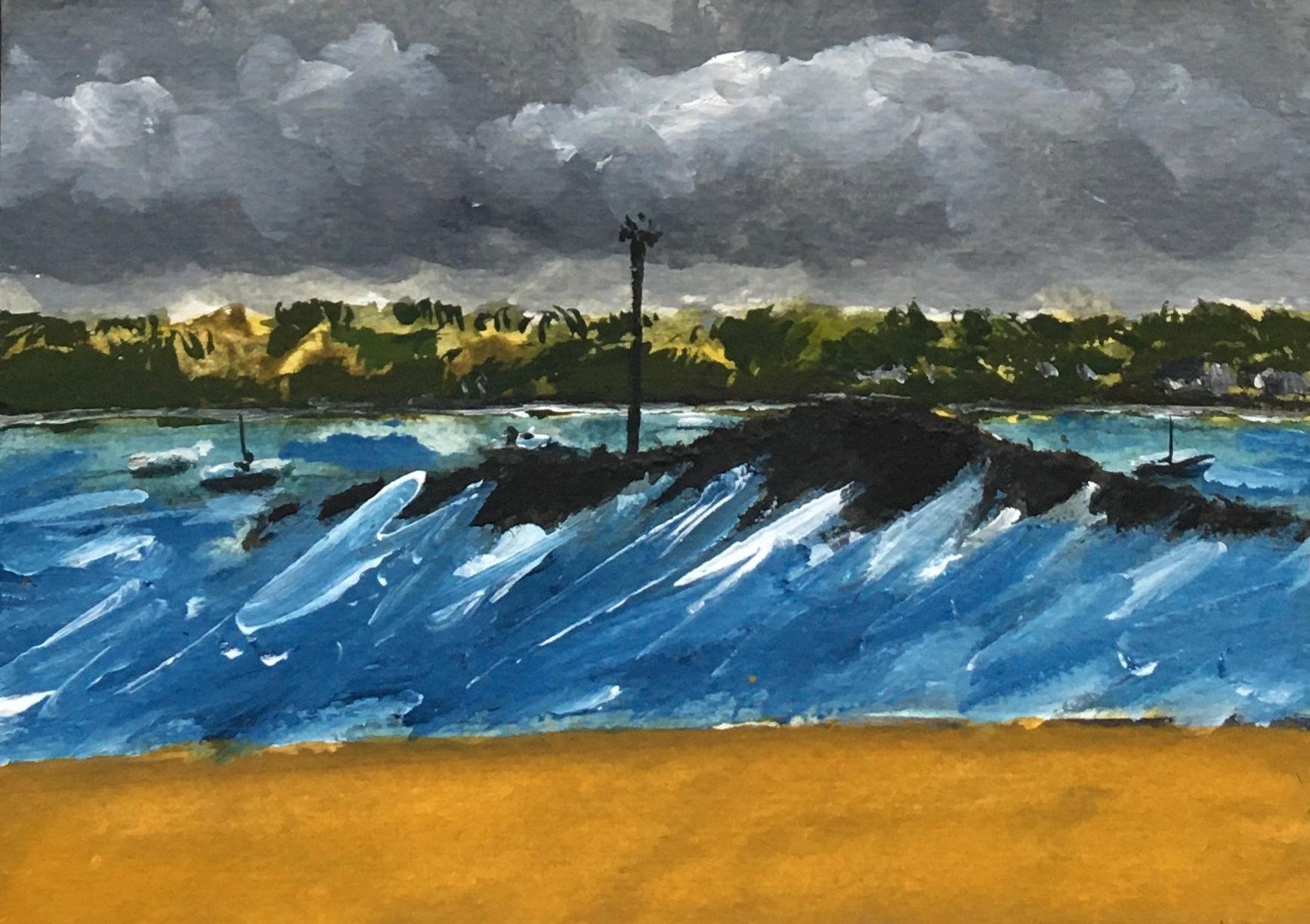 Vu d'ici - Aquarelle, Peinture sur papier, Paysage, Mer - Contemporain Painting par Fabien Granet