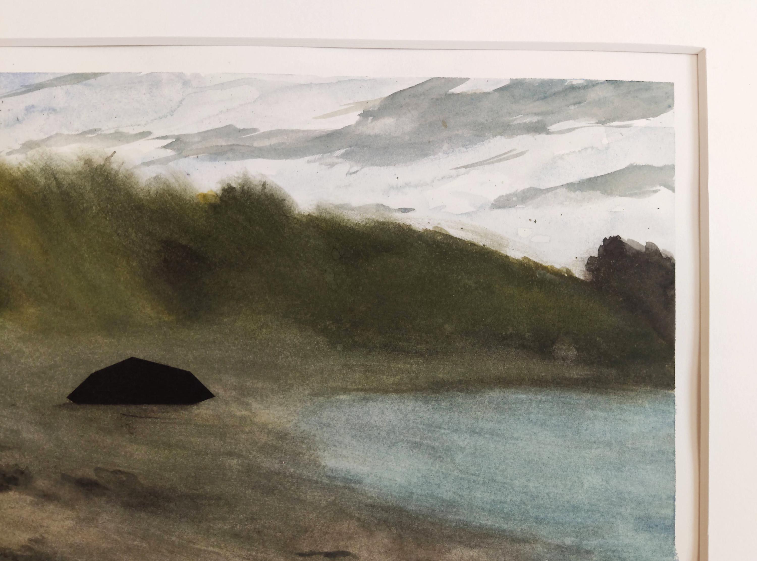 Peinture de paysage à l'aquarelle et au fusain, œuvre d'art contemporaine de la nature française - Contemporain Painting par Fabien Granet