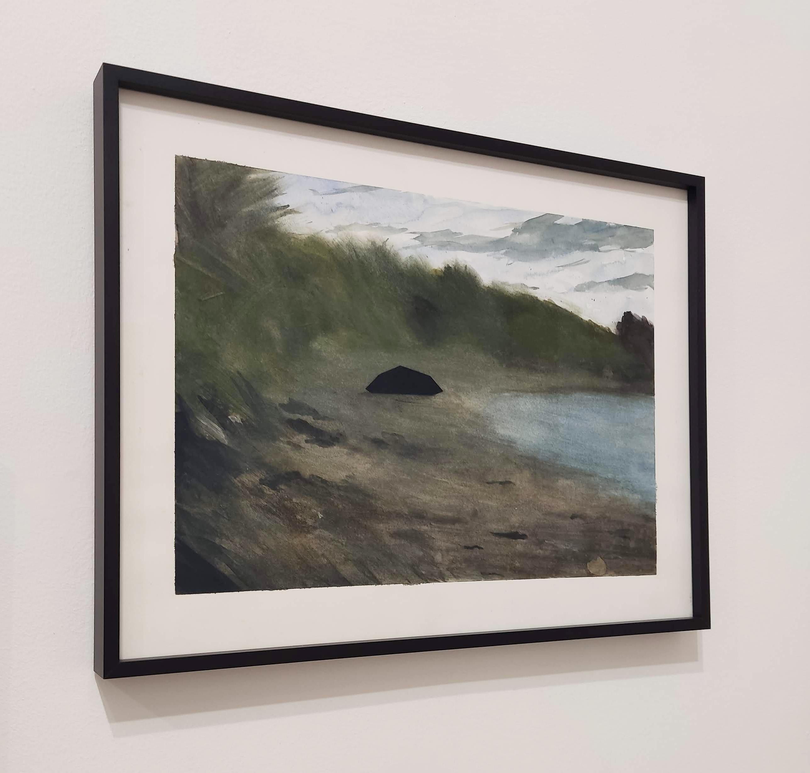 Peinture de paysage à l'aquarelle et au fusain, œuvre d'art contemporaine de la nature française en vente 2