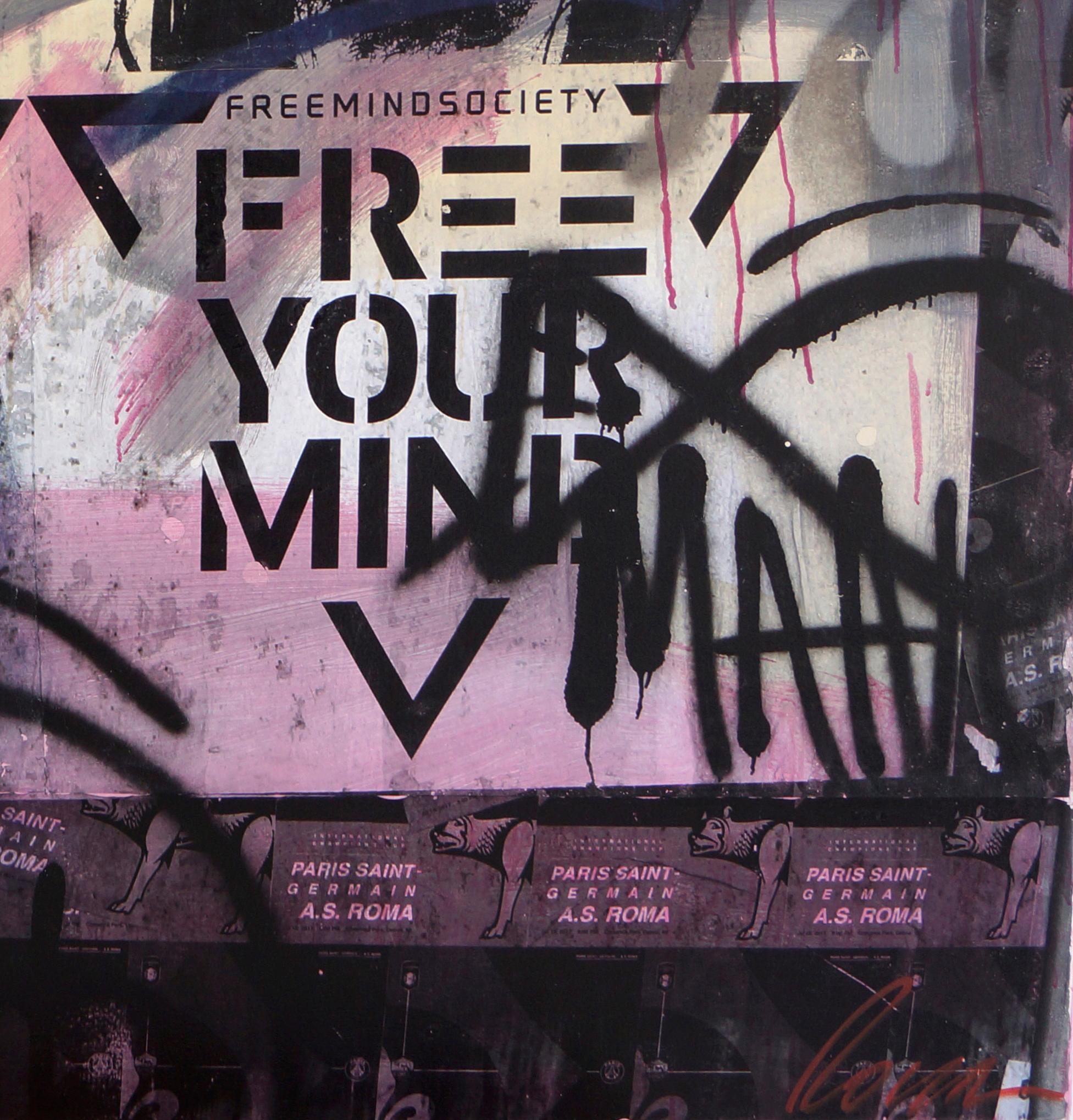 Free Your Mind - Graffiti - Painting by Fabien Rocca