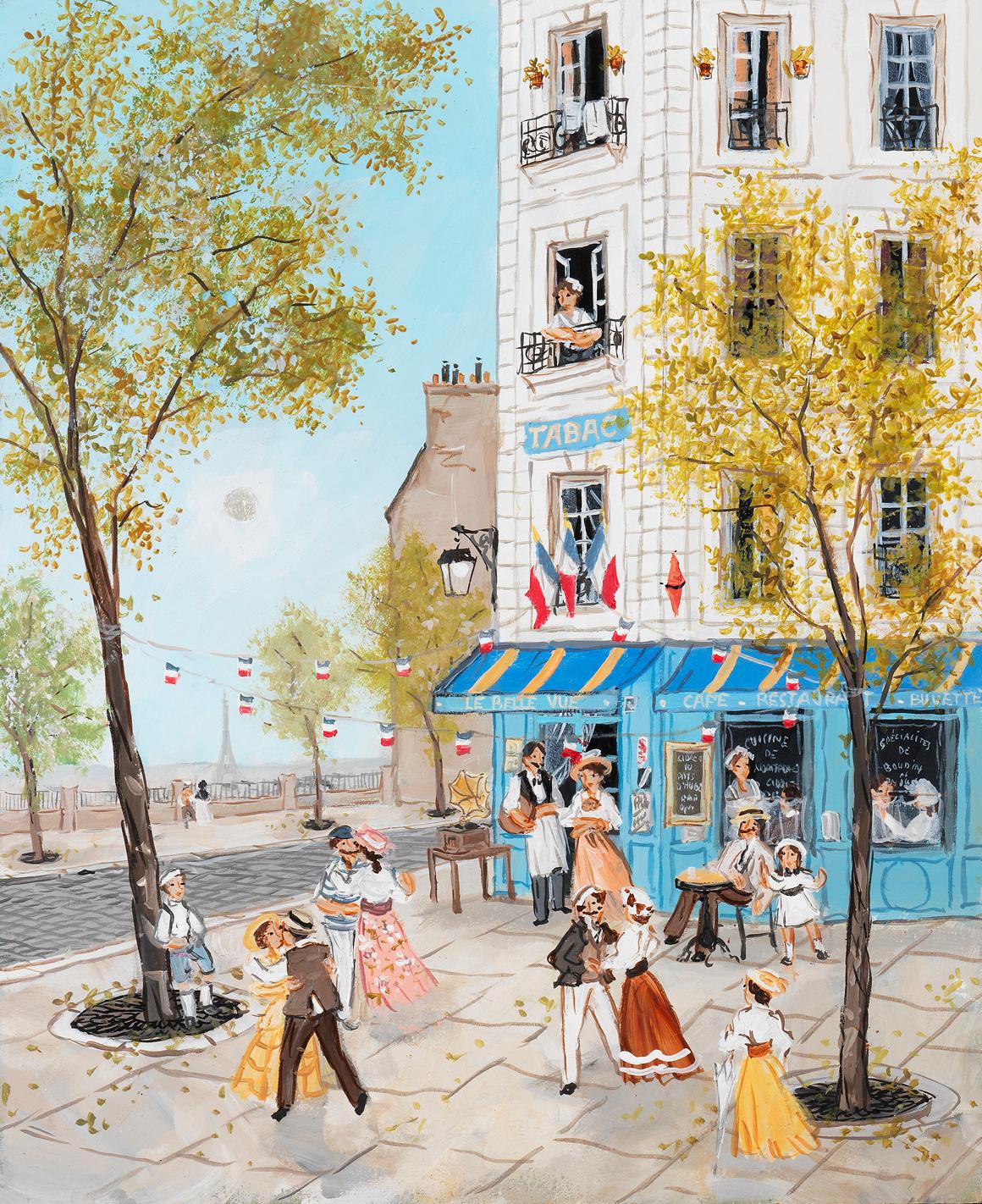14 juillet à Belleville - Painting by Fabienne Delacroix
