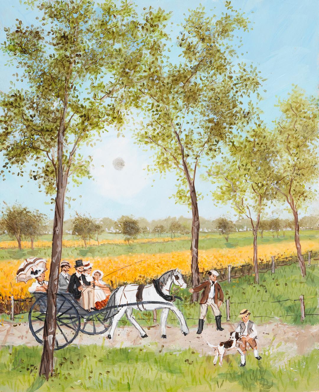 Chemin de campagne - Painting by Fabienne Delacroix