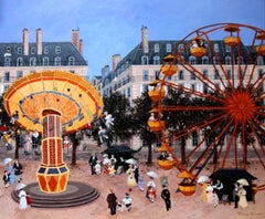 Fête Foraine aux Tuileries, Acrylic Paint on Board