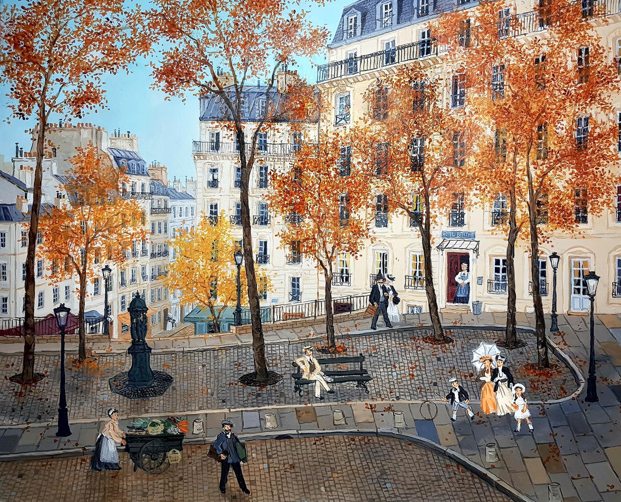 Fabienne Delacroix Figurative Painting - Flânerie à Montmartre