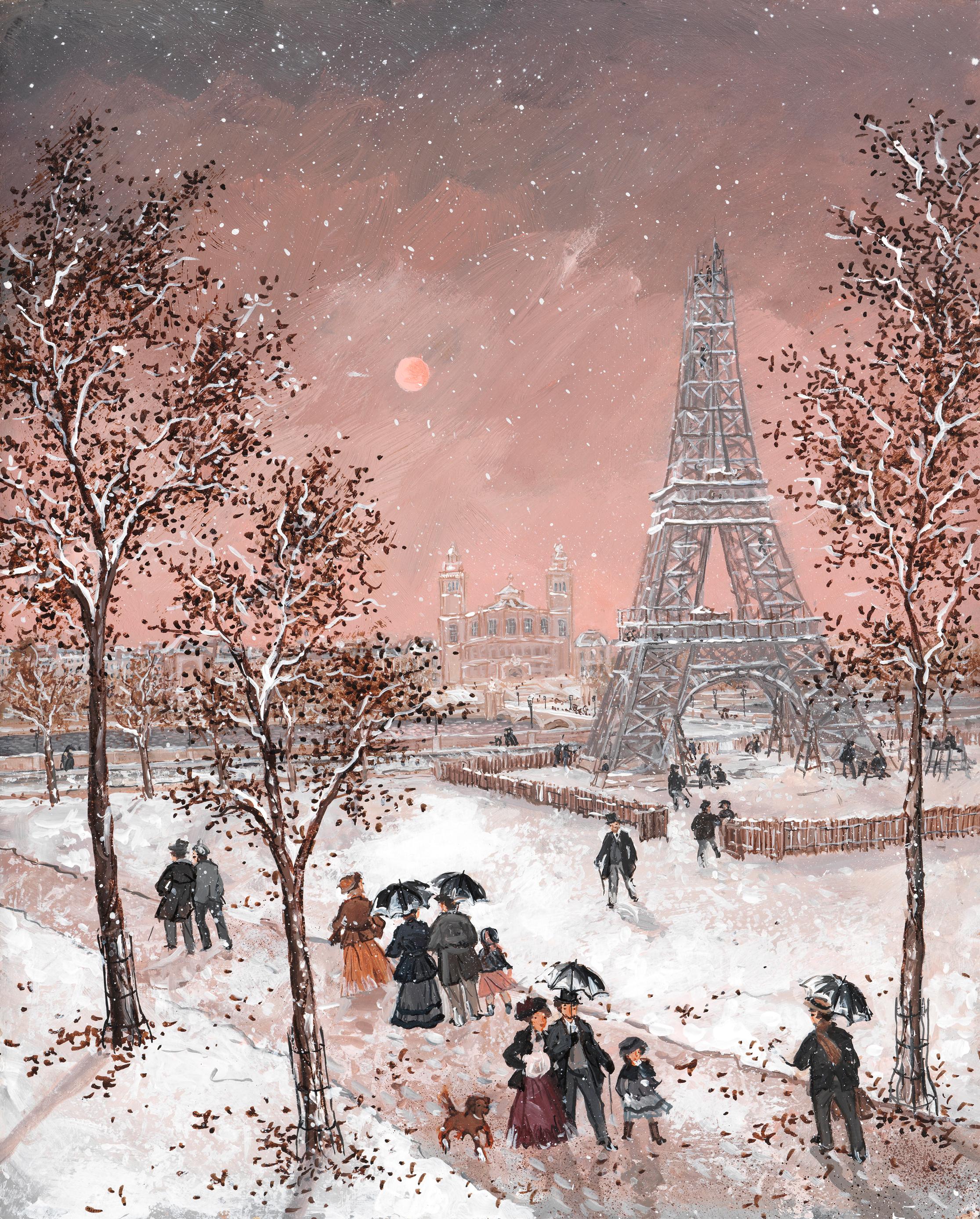 la Tour Eiffel en construction Novembre 1888 - Painting by Fabienne Delacroix