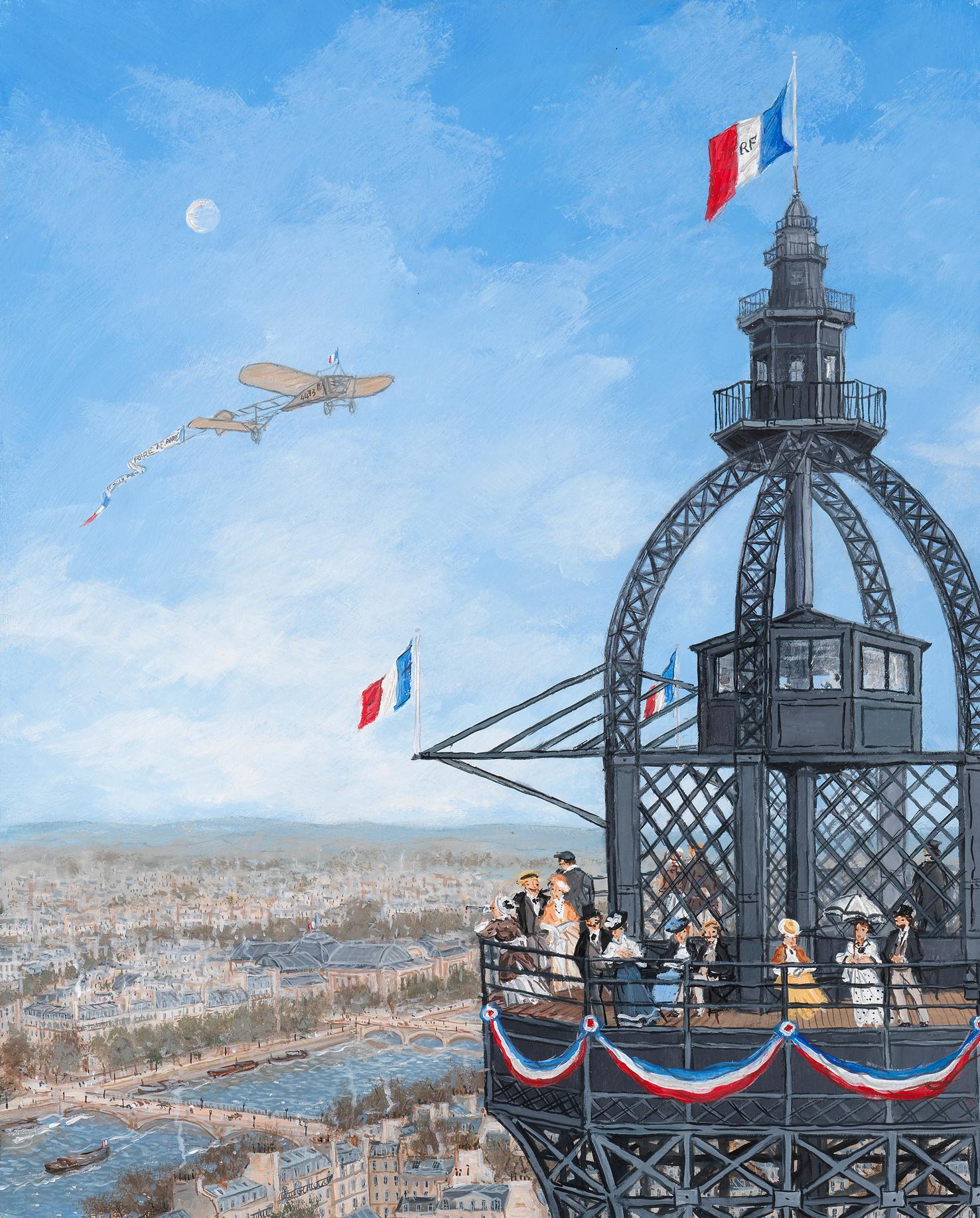 Le sommet de la tour Eiffel - Painting by Fabienne Delacroix