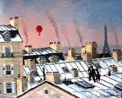Les 12 vues de la tour Eiffel, Février, acrylic painting on board