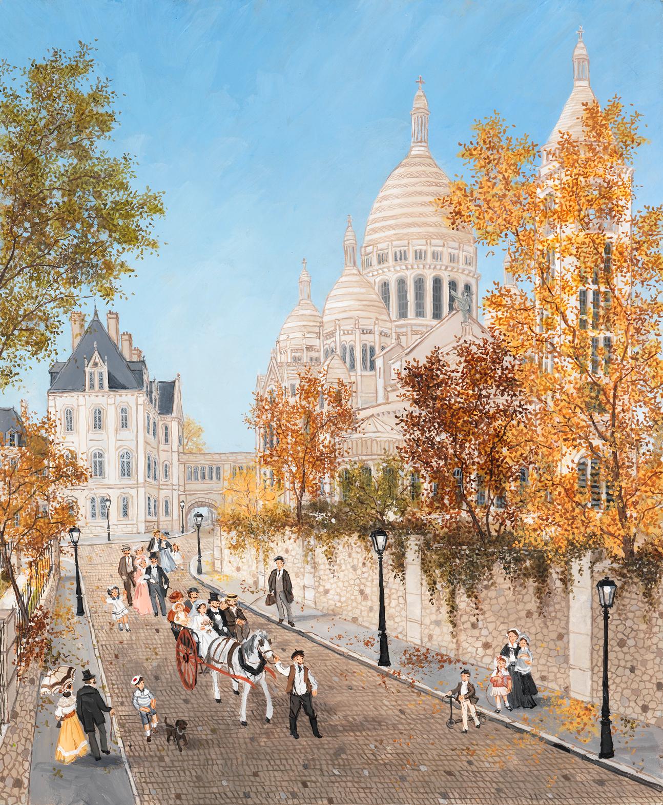 Mariage à Montmartre - Painting by Fabienne Delacroix