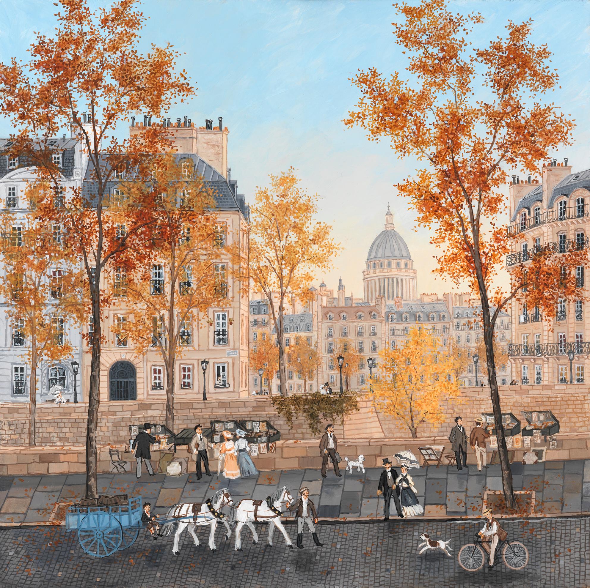 Quai de l'hôtel de ville - Painting by Fabienne Delacroix