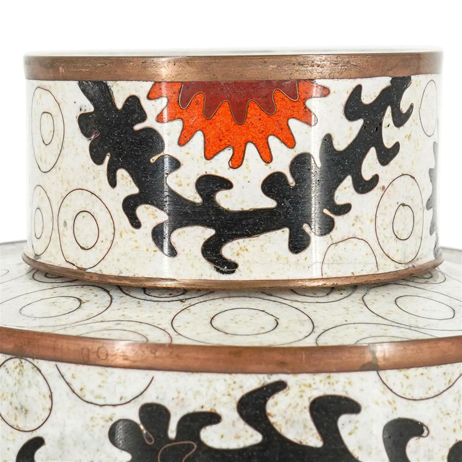 20th Century Fabienne Jouvin Cloisonne Enamel Bowl and Jar Set For Sale