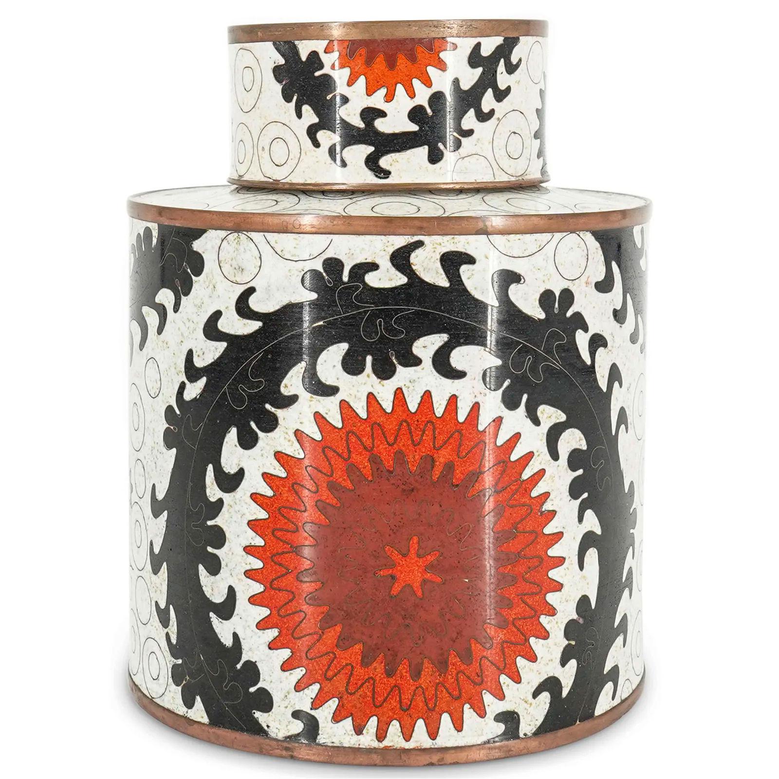 Fabienne Jouvin Cloisonne Enamel Bowl and Jar Set For Sale 1