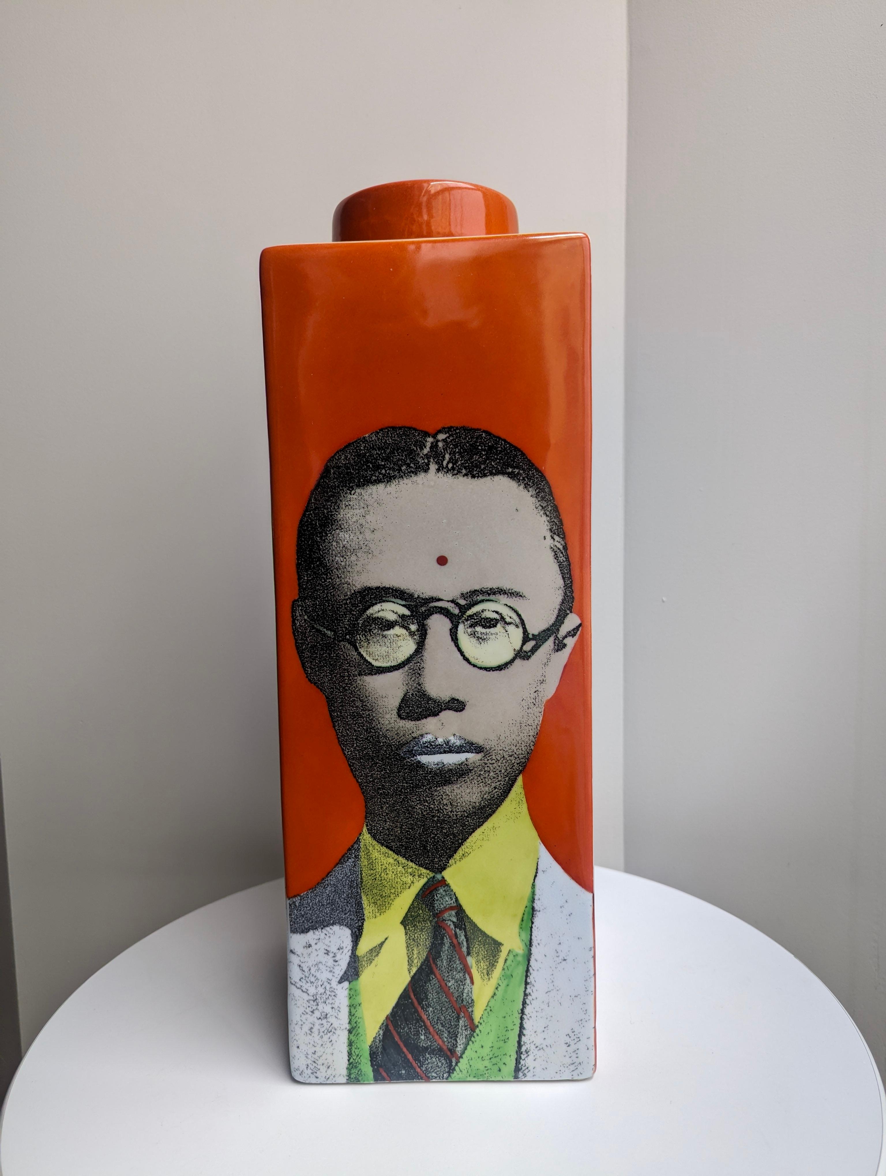 20th Century Fabienne Jouvin Large Ceramic Lidded Vessel Pu Yi For Sale