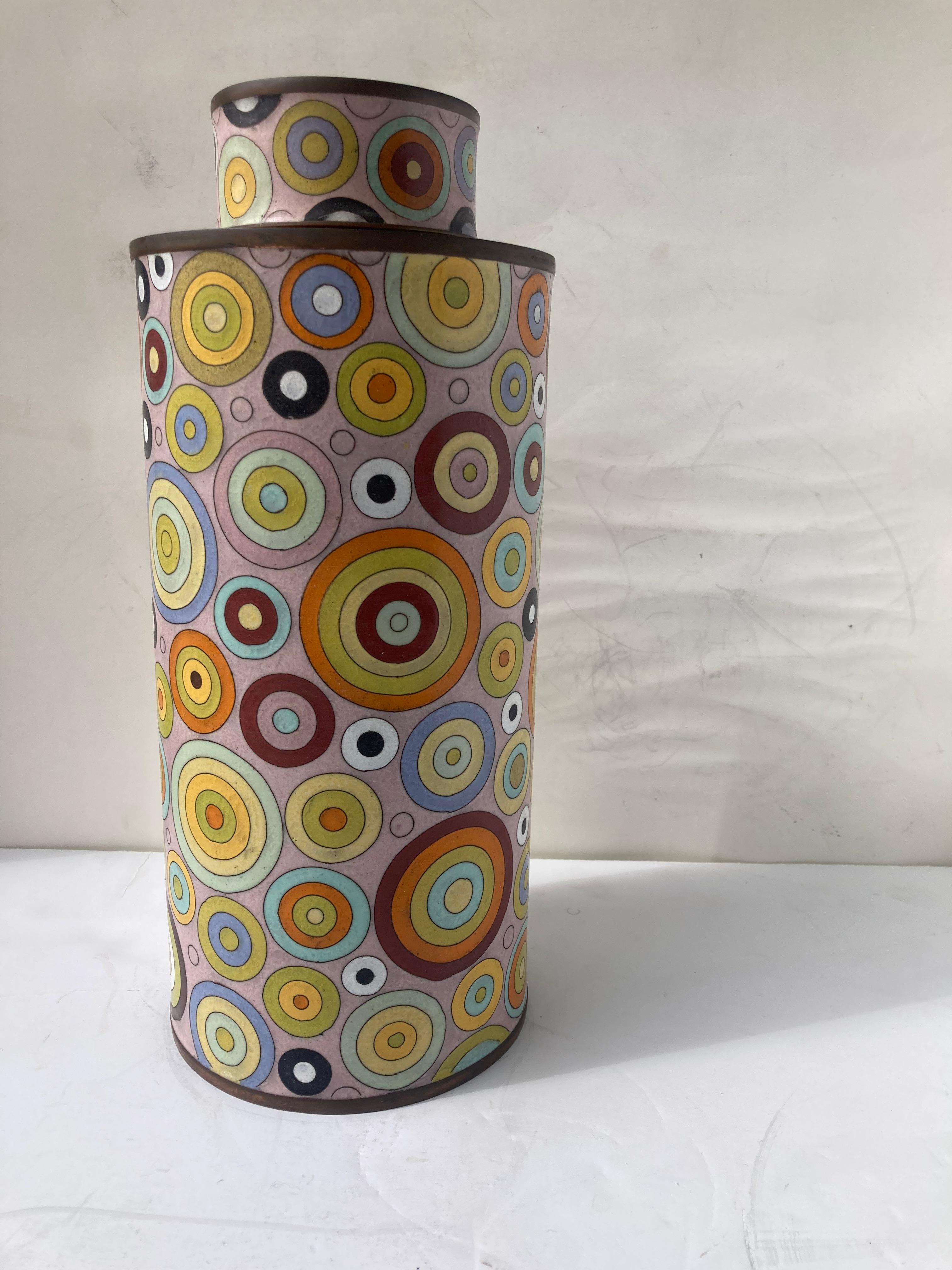 Hand-Crafted Fabienne Jouvin  large , cloisonne/enamel box/ covered jar . France For Sale
