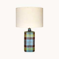 Fabienne Jouvin Tartan Ceramic Table Lamp with Shade, France, 1980s